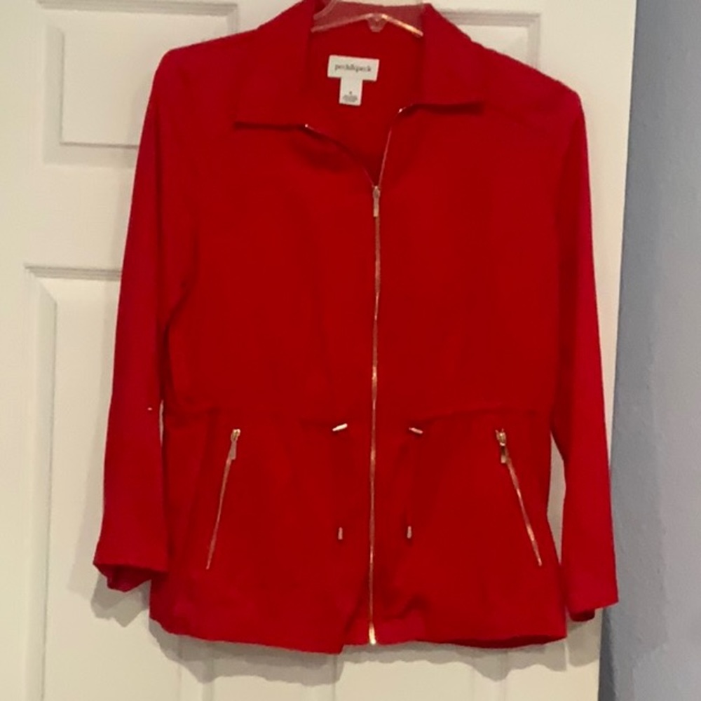 Red jacket with gold zippers M